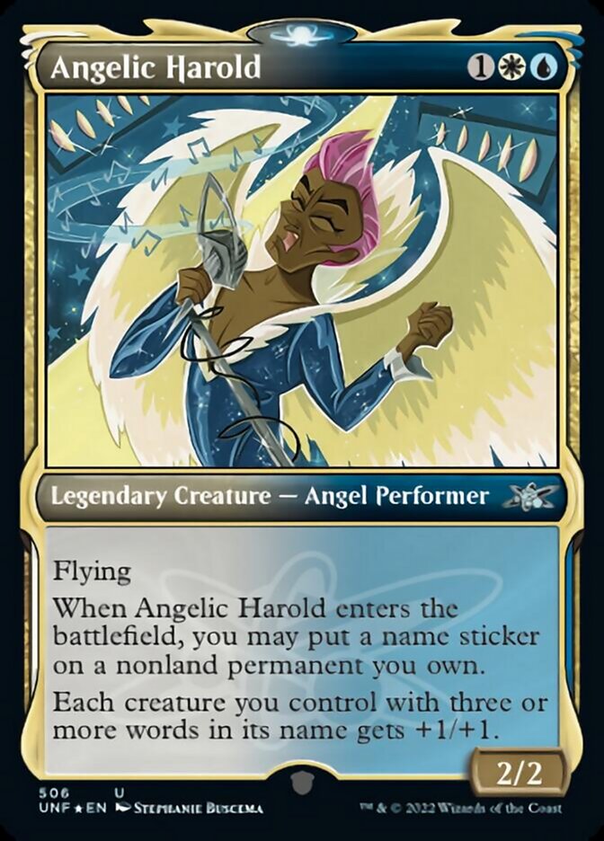 Angelic Harold (Showcase) (Galaxy Foil) [Unfinity] | Exor Games New Glasgow