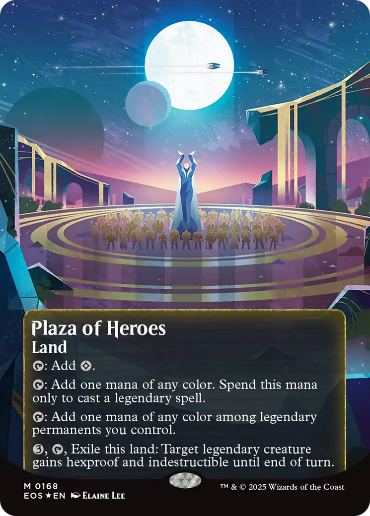 Plaza of Heroes (0168) (Borderless) (Galaxy Foil) [Edge of Eternities: Stellar Sights] | Exor Games New Glasgow