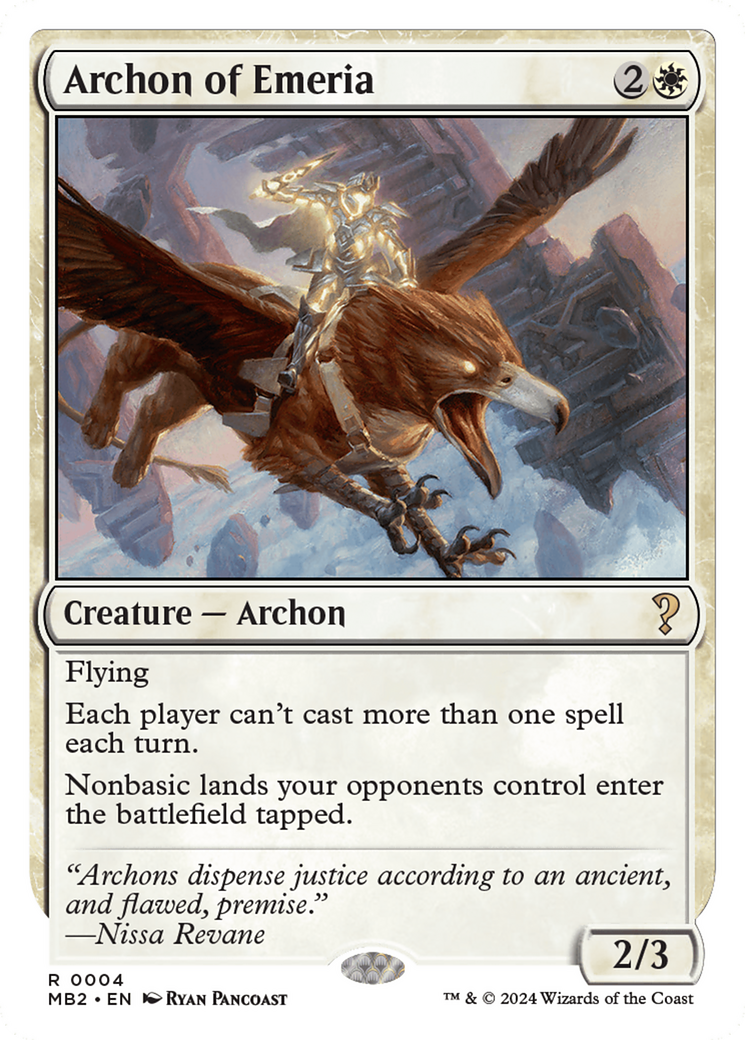 Archon of Emeria (White Border) [Mystery Booster 2] | Exor Games New Glasgow