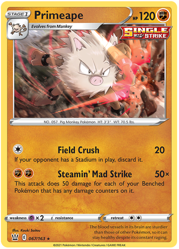Primeape (067/163) [Sword & Shield: Battle Styles] | Exor Games New Glasgow