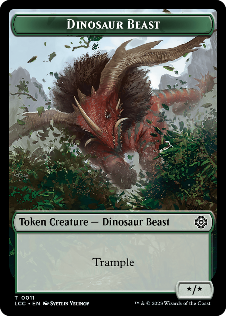 Dinosaur Beast // Dinosaur Double-Sided Token [The Lost Caverns of Ixalan Commander Tokens] | Exor Games New Glasgow