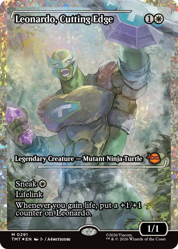 Leonardo, Cutting Edge (Showcase) (Fracture Foil) [Teenage Mutant Ninja Turtles] | Exor Games New Glasgow