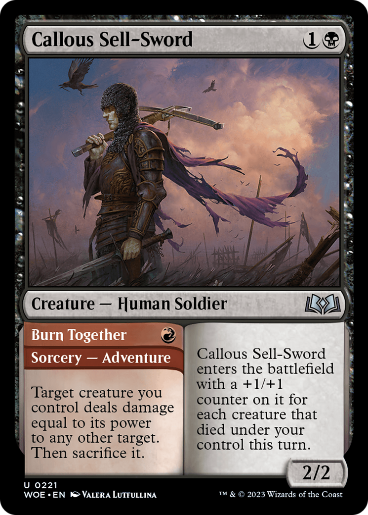 Callous Sell-Sword // Burn Together [Wilds of Eldraine] | Exor Games New Glasgow