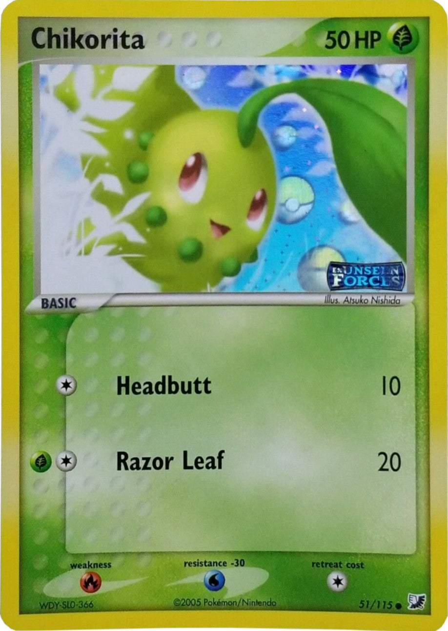 Chikorita (51/115) (Stamped) [EX: Unseen Forces] | Exor Games New Glasgow