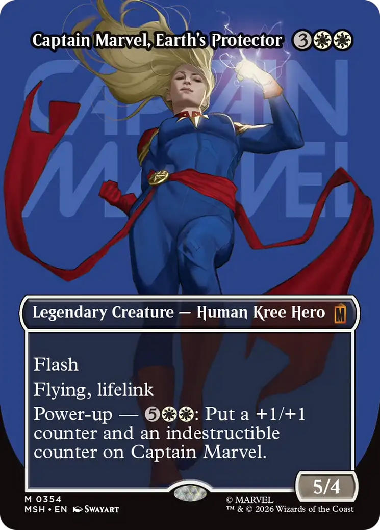 Captain Marvel, Earth's Protector (Borderless) (0354) [Marvel Super Heroes] | Exor Games New Glasgow