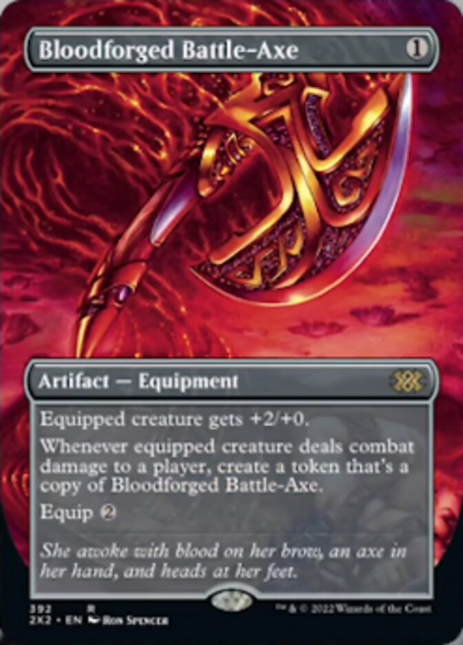 Bloodforged Battle-Axe (Borderless Alternate Art) [Double Masters 2022] | Exor Games New Glasgow