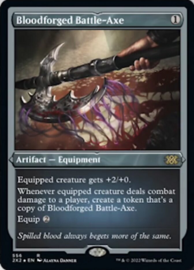 Bloodforged Battle-Axe (Foil Etched) [Double Masters 2022] | Exor Games New Glasgow