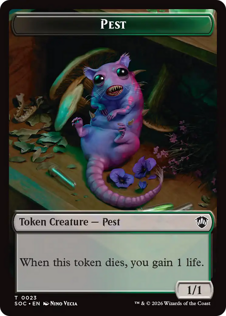 Saproling // Pest (0023) Double-Sided Token [Secrets of Strixhaven Commander Tokens] | Exor Games New Glasgow