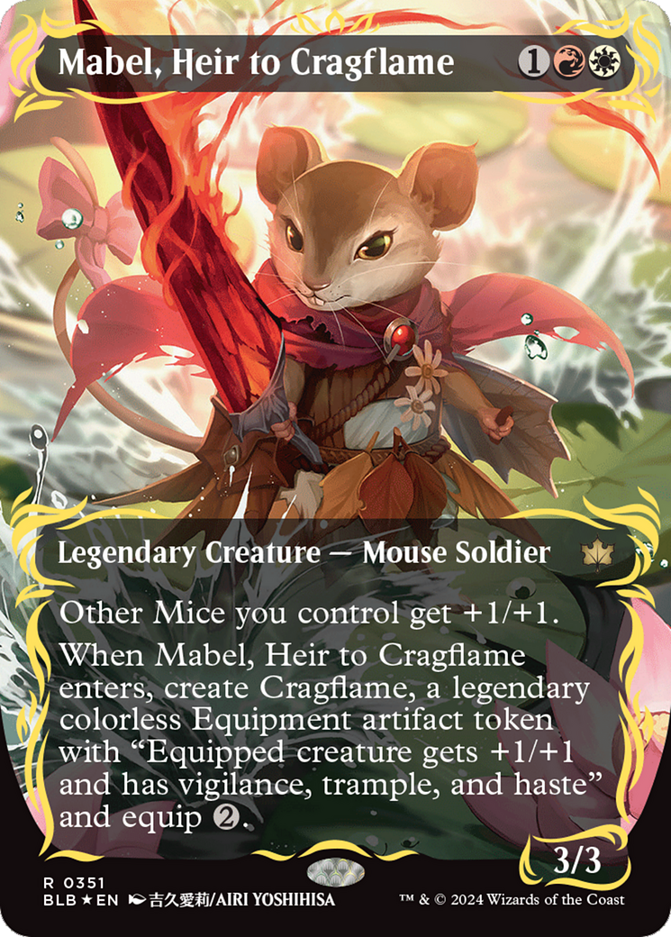 Mabel, Heir to Cragflame (Borderless) (Raised Foil) [Bloomburrow] | Exor Games New Glasgow