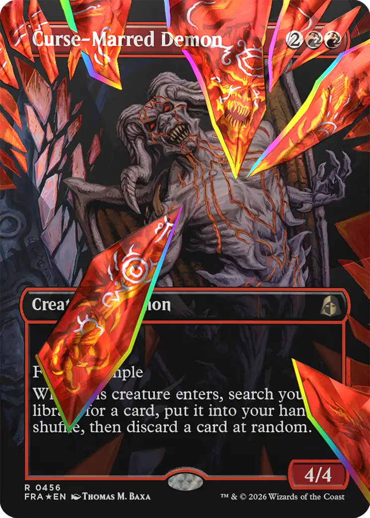 Curse-Marred Demon (Borderless) (Facet Foil) [Reality Fracture] | Exor Games New Glasgow