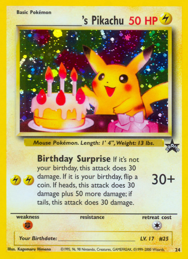 _____'s Pikachu (24) (Birthday Pikachu) [Wizards of the Coast: Black Star Promos] | Exor Games New Glasgow