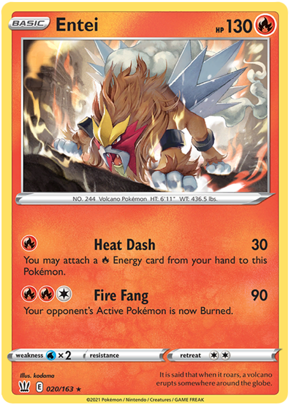 Entei (020/163) [Sword & Shield: Battle Styles] | Exor Games New Glasgow