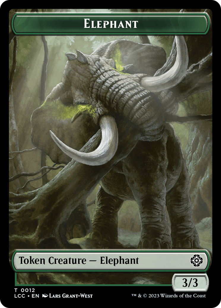 Elephant // Dinosaur (0010) Double-Sided Token [The Lost Caverns of Ixalan Commander Tokens] | Exor Games New Glasgow