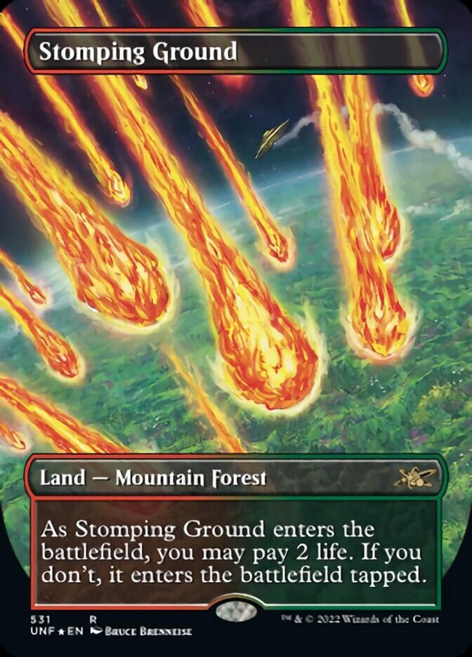 Stomping Ground (Borderless) (Galaxy Foil) [Unfinity] | Exor Games New Glasgow