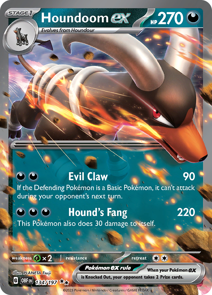 Houndoom ex (134/197) [Scarlet & Violet: Obsidian Flames] | Exor Games New Glasgow