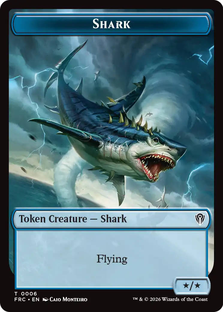 Warrior // Shark Double-Sided Token [Reality Fracture Commander Tokens] | Exor Games New Glasgow