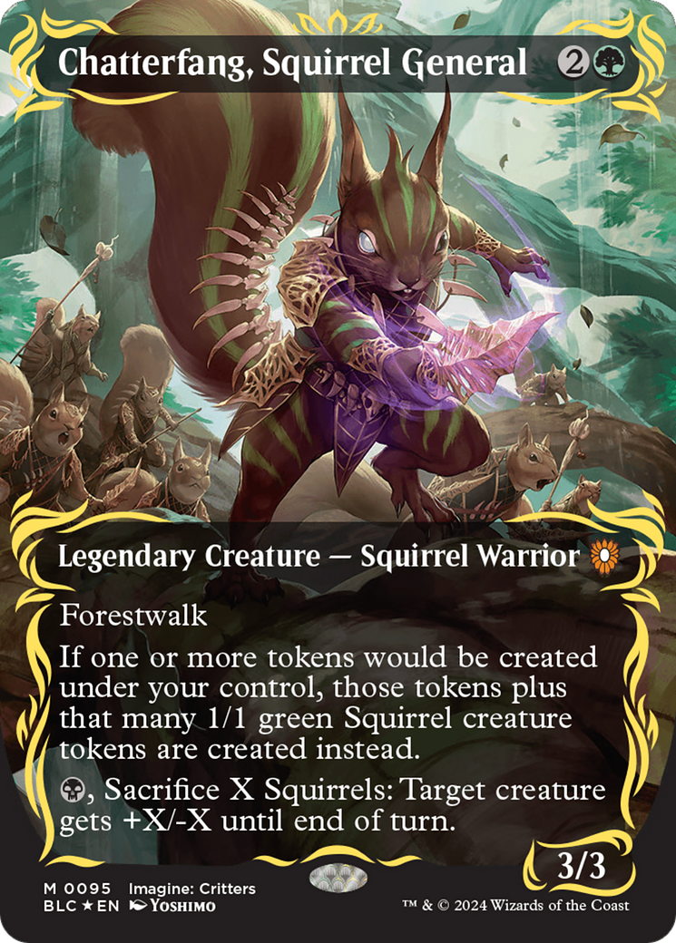 Chatterfang, Squirrel General (Borderless) (Raised Foil) [Bloomburrow Commander] | Exor Games New Glasgow