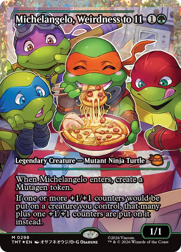 Michelangelo, Weirdness to 11 (Showcase) (Fracture Foil) [Teenage Mutant Ninja Turtles] | Exor Games New Glasgow