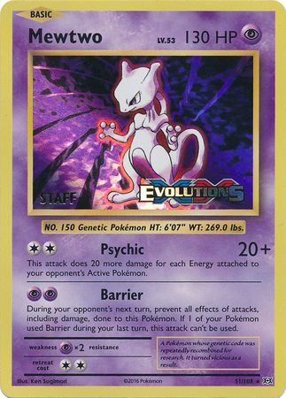 Mewtwo (51/108) (XY Evolutions Staff Prerelease) [XY: Black Star Promos] | Exor Games New Glasgow