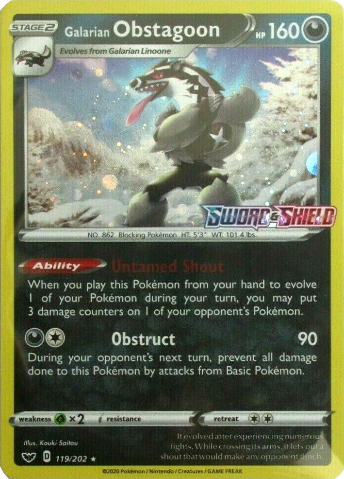 Galarian Obstagoon (119/202) (Cosmos Holo) [Sword & Shield: Base Set] | Exor Games New Glasgow