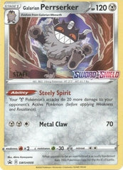 Galarian Perrserker (SWSH008) (Staff Prerelease Promo) [Sword & Shield: Black Star Promos] | Exor Games New Glasgow