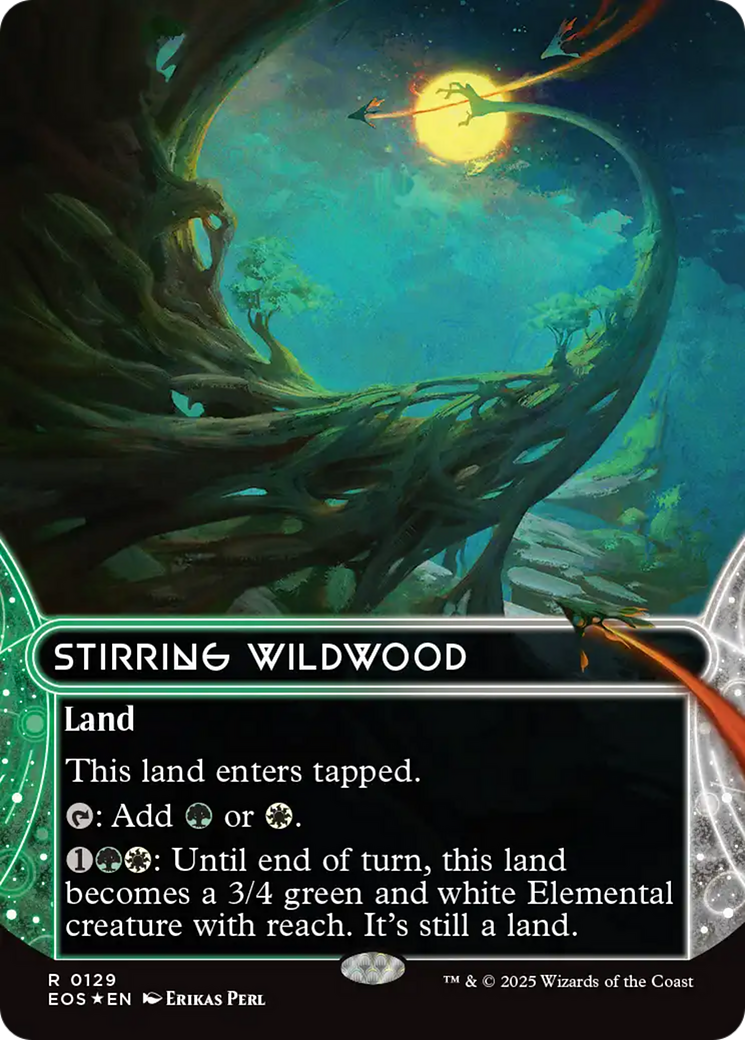Stirring Wildwood (0129) (Borderless) (Galaxy Foil) [Edge of Eternities: Stellar Sights] | Exor Games New Glasgow