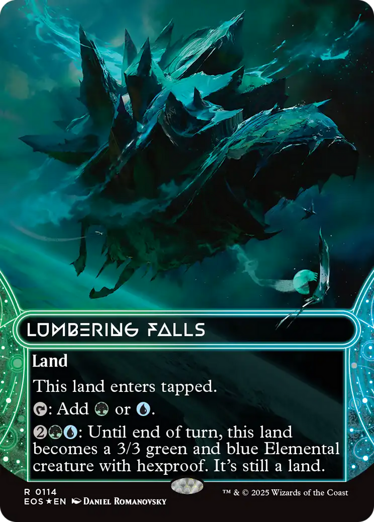 Lumbering Falls (0114) (Borderless) (Galaxy Foil) [Edge of Eternities: Stellar Sights] | Exor Games New Glasgow