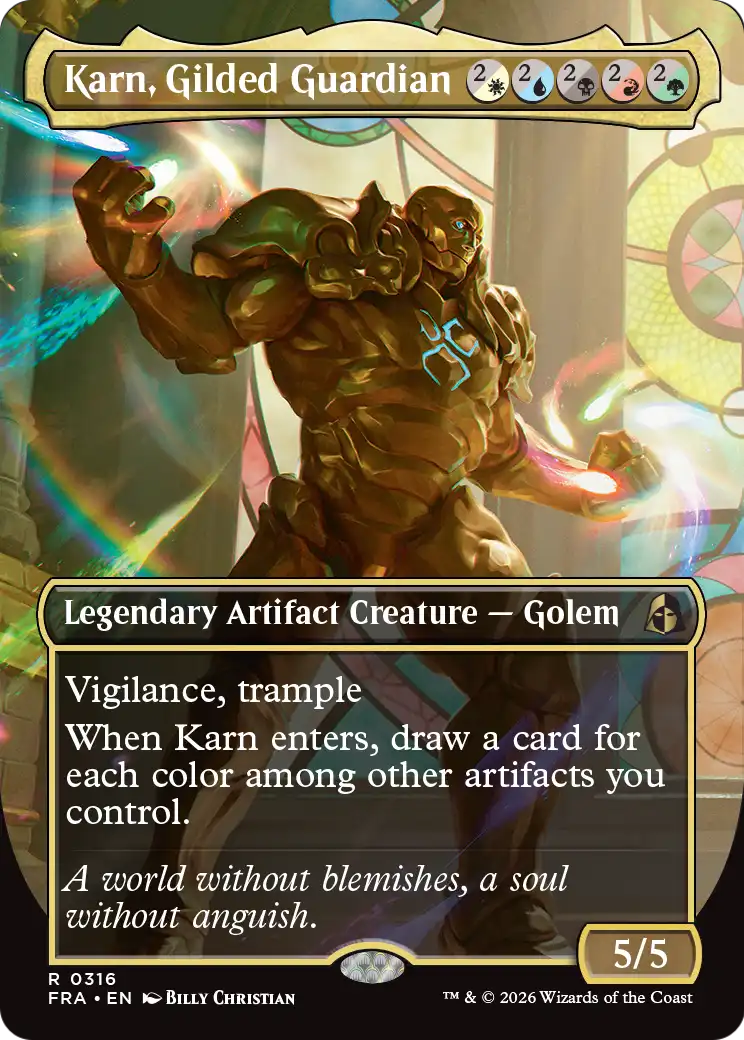 Karn, Gilded Guardian (Borderless) [Reality Fracture] | Exor Games New Glasgow