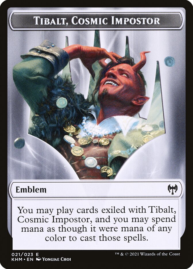 Treasure // Tibalt, Cosmic Impostor Emblem Double-Sided Token [Kaldheim Tokens] | Exor Games New Glasgow