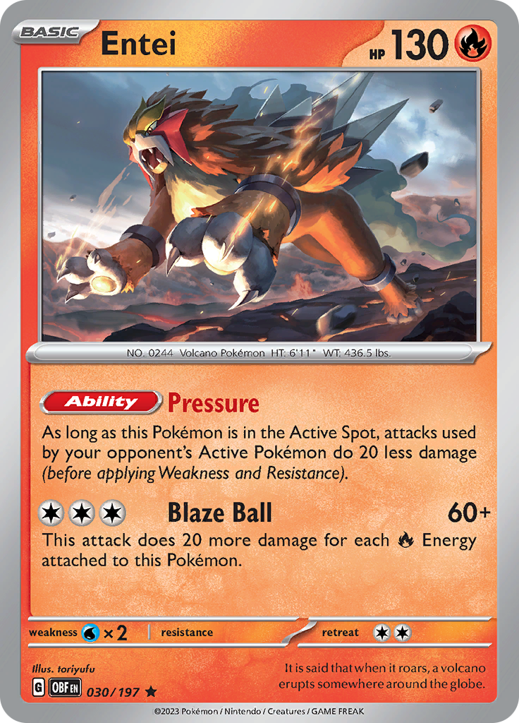 Entei (030/197) [Scarlet & Violet: Obsidian Flames] | Exor Games New Glasgow