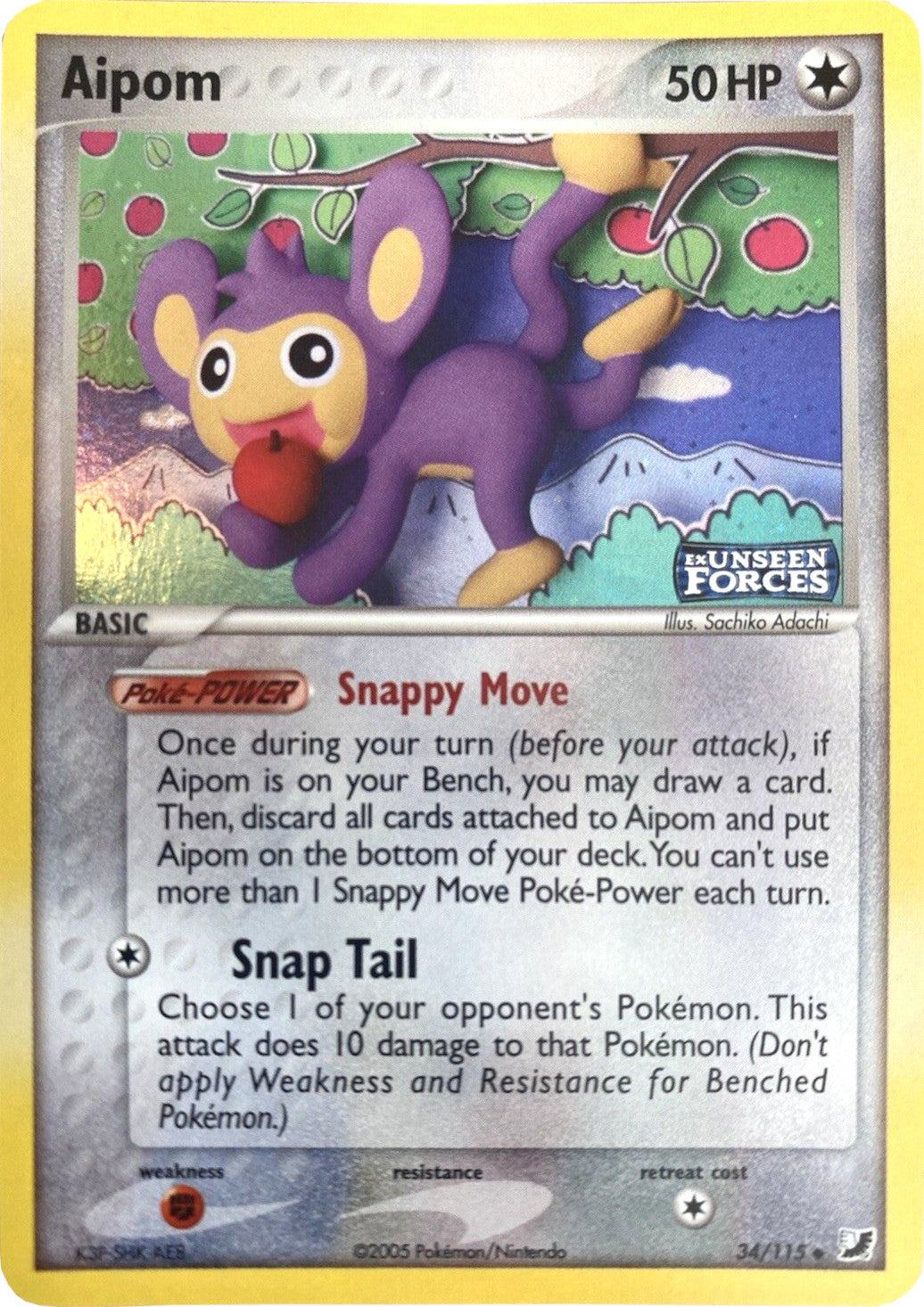 Aipom (34/115) (Stamped) [EX: Unseen Forces] | Exor Games New Glasgow