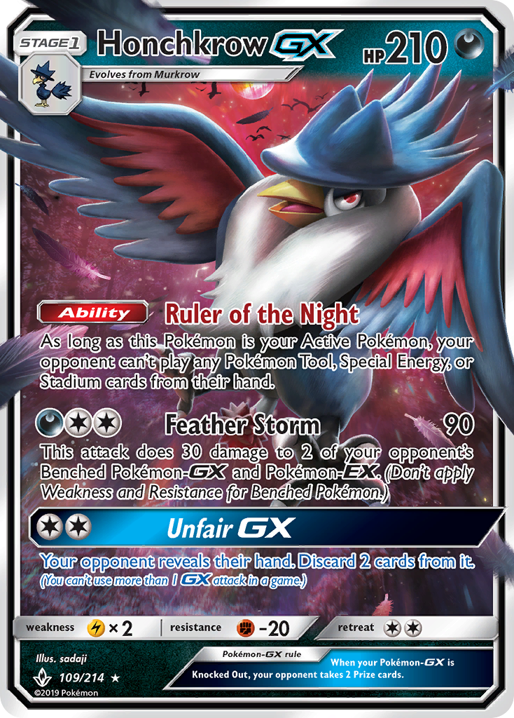 Honchkrow GX (109/214) [Sun & Moon: Unbroken Bonds] | Exor Games New Glasgow