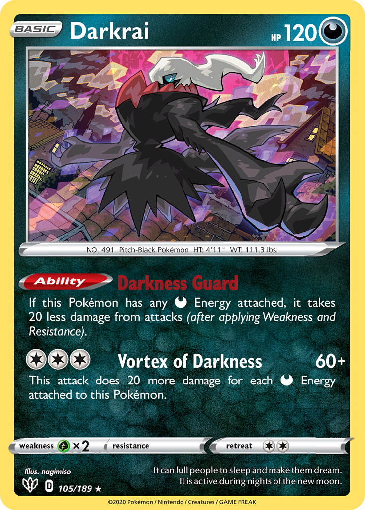 Darkrai (105/189) (Cosmos Holo) [Sword & Shield: Darkness Ablaze] | Exor Games New Glasgow