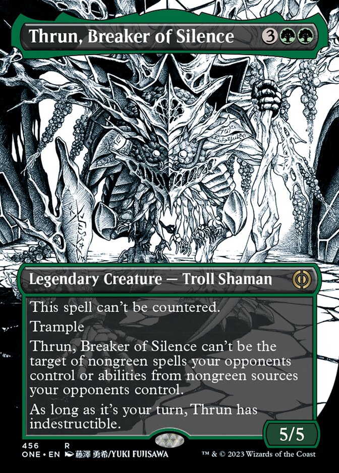 Thrun, Breaker of Silence (Borderless Manga Step-and-Compleat Foil) [Phyrexia: All Will Be One] | Exor Games New Glasgow