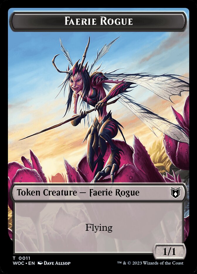 Faerie Rogue // Faerie (0011) Double-Sided Token [Wilds of Eldraine Commander Tokens] | Exor Games New Glasgow