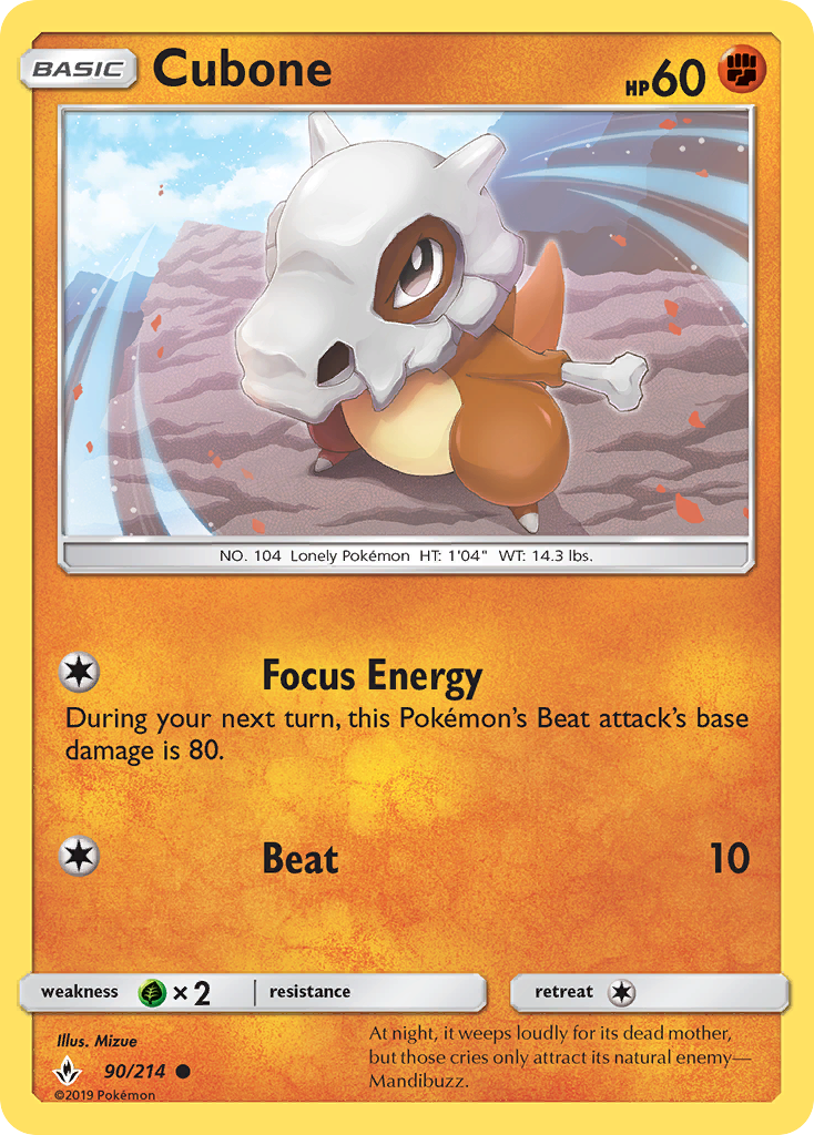 Cubone (90/214) [Sun & Moon: Unbroken Bonds] | Exor Games New Glasgow