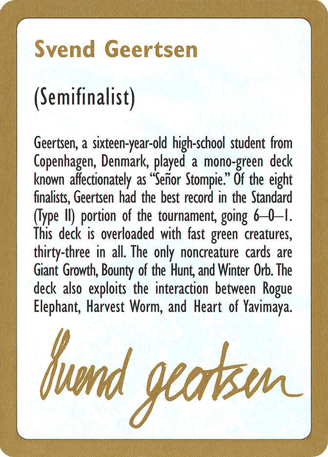 Svend Geertsen Bio [World Championship Decks 1997] | Exor Games New Glasgow