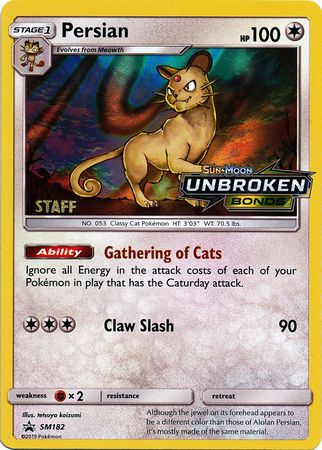 Persian (SM182) (Staff Prerelease Promo) [Sun & Moon: Black Star Promos] | Exor Games New Glasgow