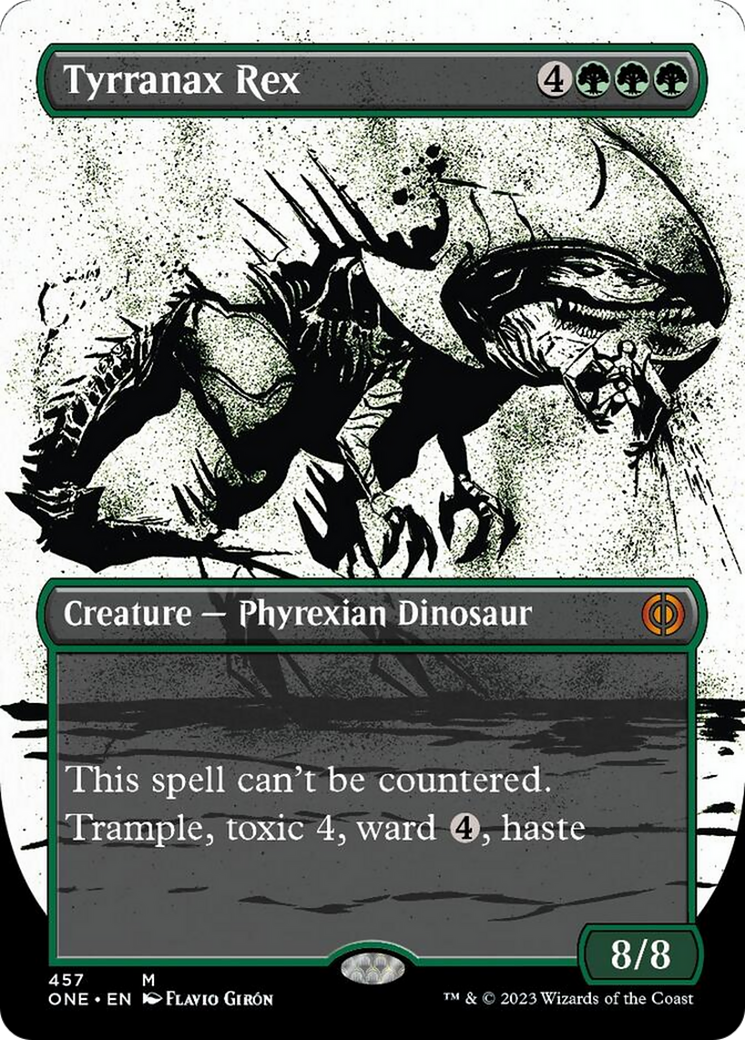 Tyrranax Rex (Borderless Ichor Step-and-Compleat Foil) [Phyrexia: All Will Be One] | Exor Games New Glasgow