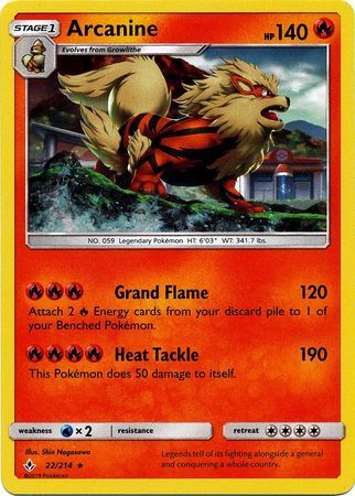 Arcanine (22/214) (Cosmos Holo) [Sun & Moon: Unbroken Bonds] | Exor Games New Glasgow