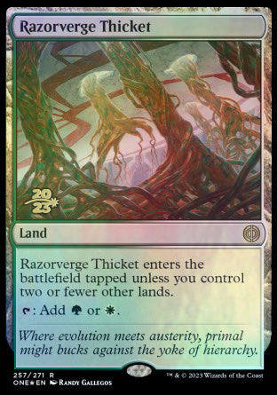 Razorverge Thicket [Phyrexia: All Will Be One Prerelease Promos] | Exor Games New Glasgow