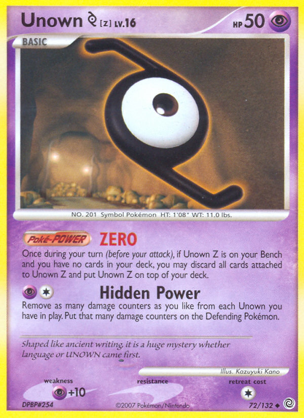 Unown Z (72/132) [Diamond & Pearl: Secret Wonders] | Exor Games New Glasgow