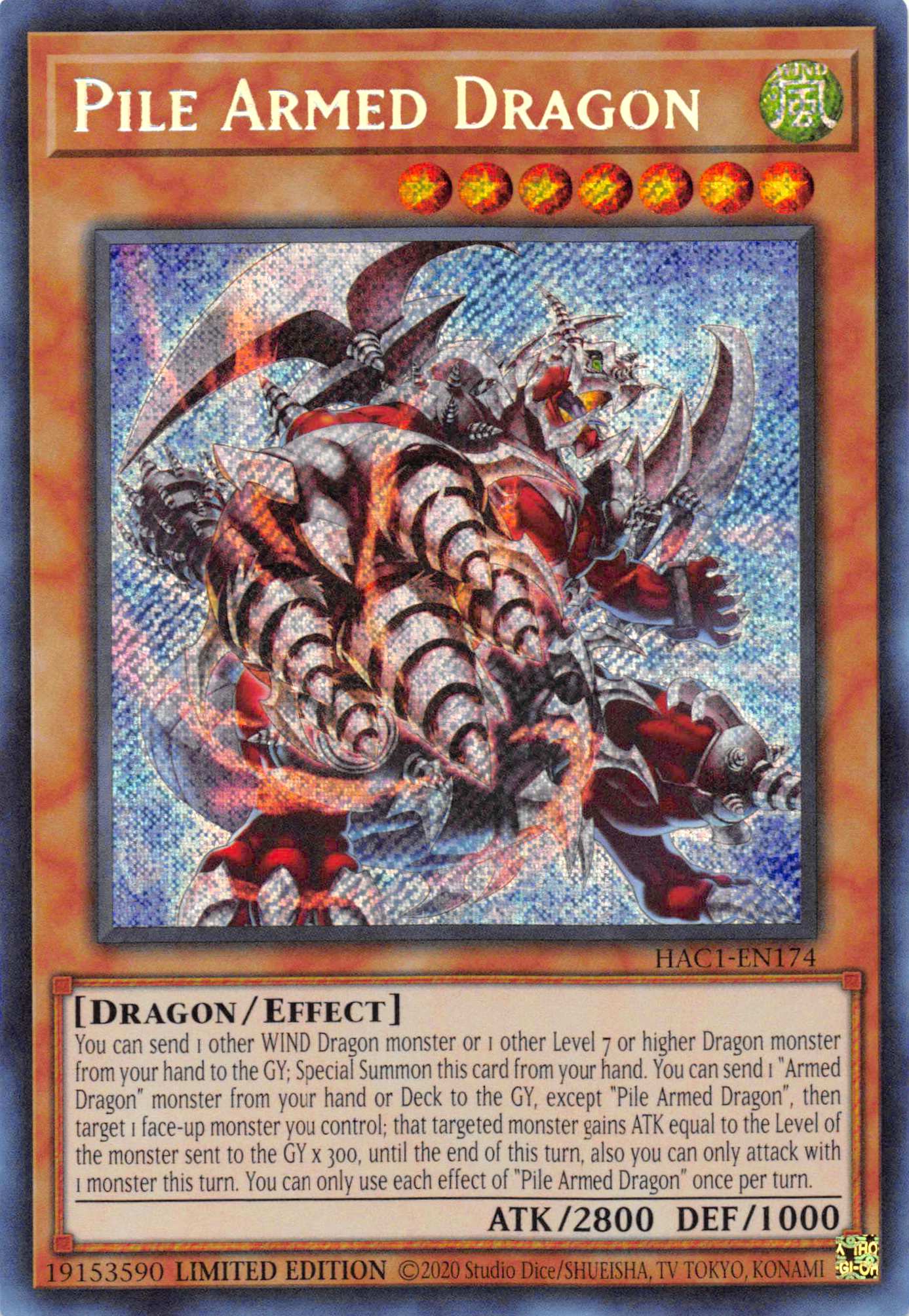 Pile Armed Dragon [HAC1-EN174] Secret Rare | Exor Games New Glasgow