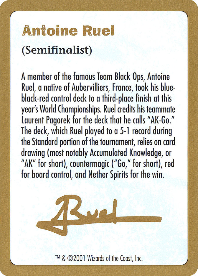 Antoine Ruel Bio [World Championship Decks 2001] | Exor Games New Glasgow