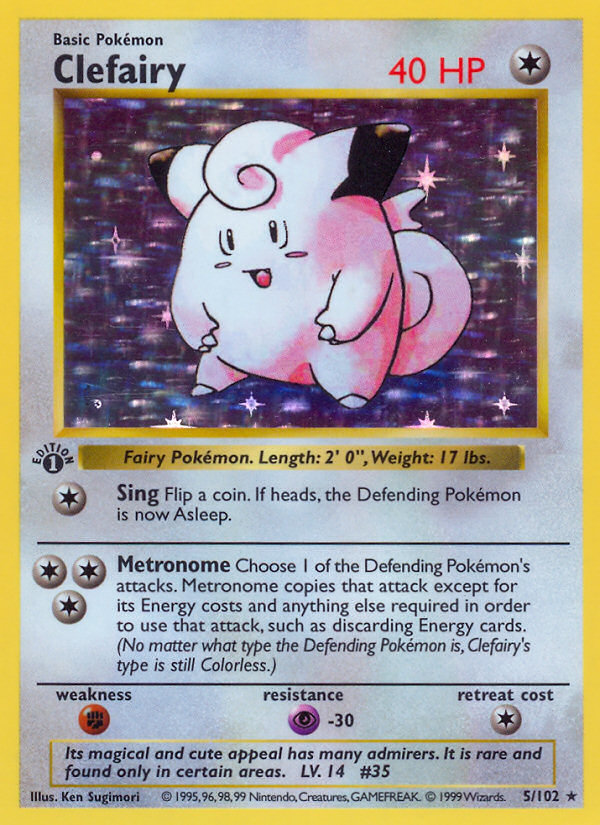 Clefairy (5/102) (Shadowless) [Base Set 1st Edition] | Exor Games New Glasgow