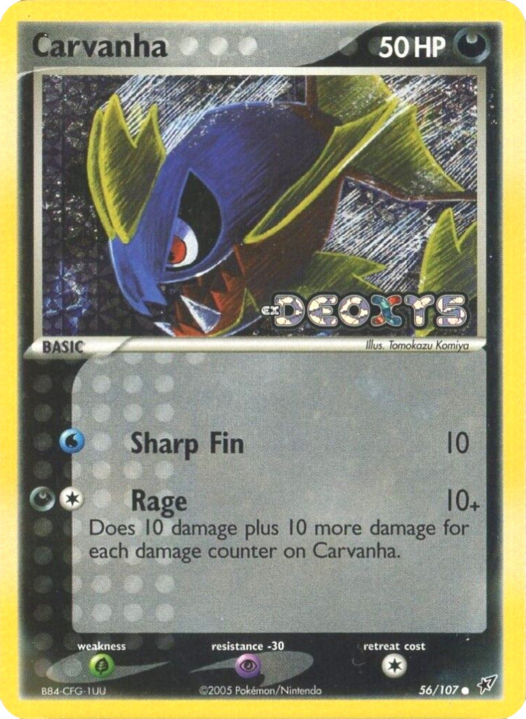 Carvanha (56/107) (Stamped) [EX: Deoxys] | Exor Games New Glasgow