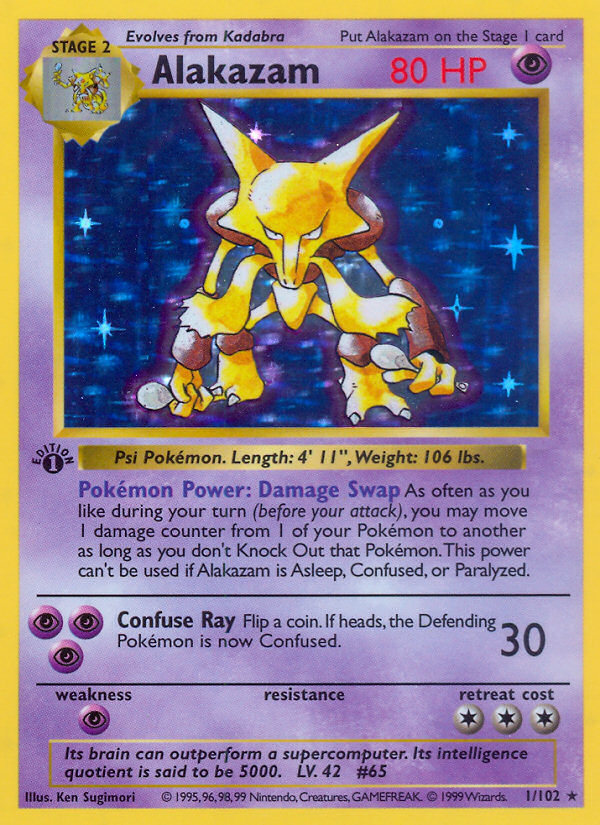 Alakazam (1/102) (Shadowless) [Base Set 1st Edition] | Exor Games New Glasgow