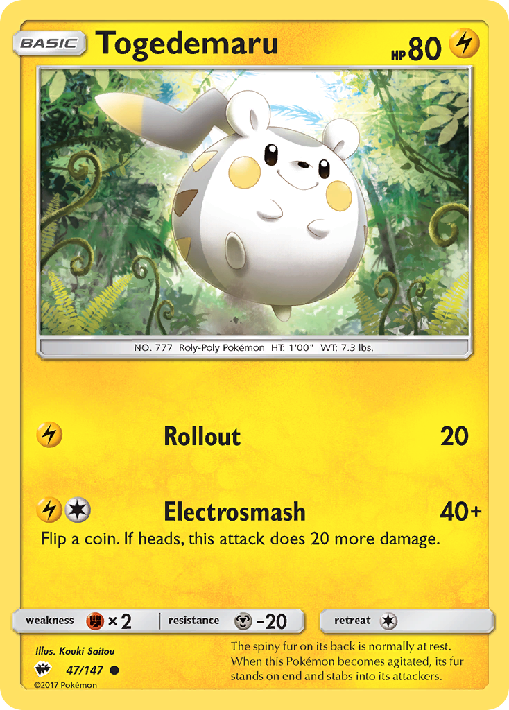 Togedemaru (47/147) [Sun & Moon: Burning Shadows] | Exor Games New Glasgow