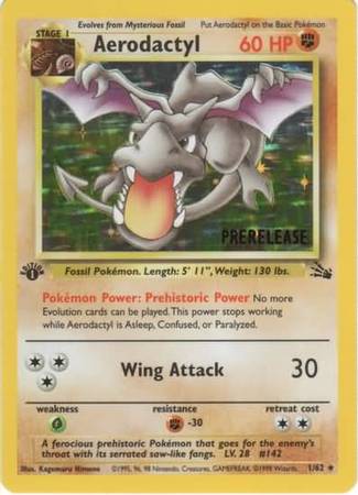 Aerodactyl (1/62) (Prerelease Promo) [Fossil 1st Edition] | Exor Games New Glasgow