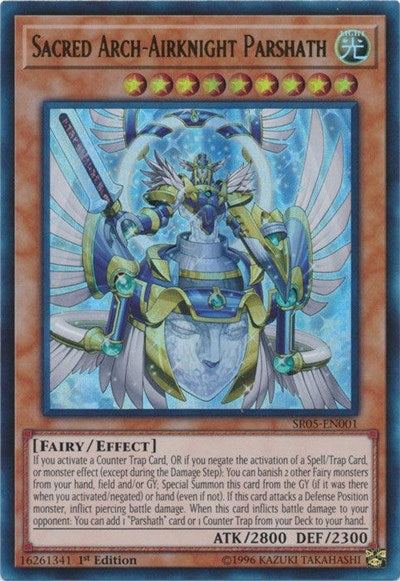 Sacred Arch-Airknight Parshath [SR05-EN001] Ultra Rare | Exor Games New Glasgow